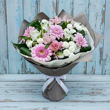 Букет цветов из:  Герберы, Альстромерии и Хризантемы #REPLACE_PRED# Карымском