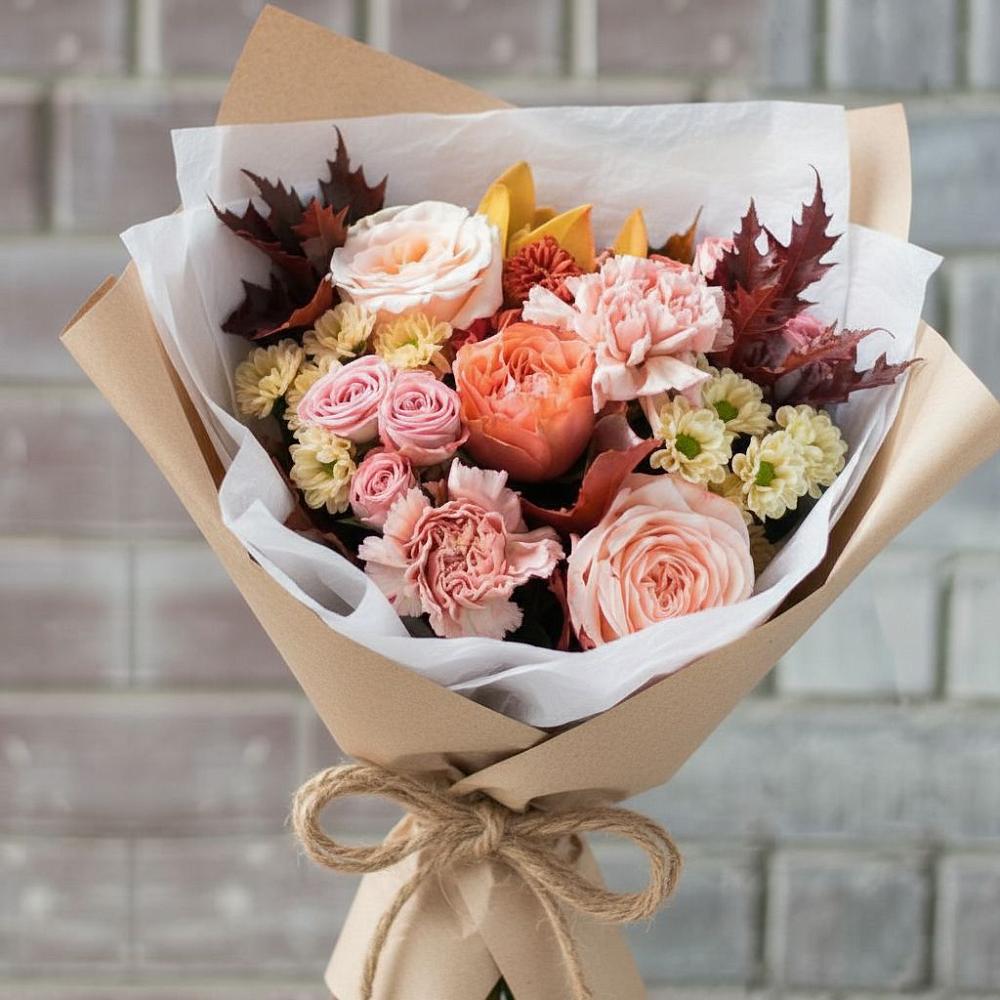 Букет цветов из: Гвоздики, Хризантемы и Розы в Карымском