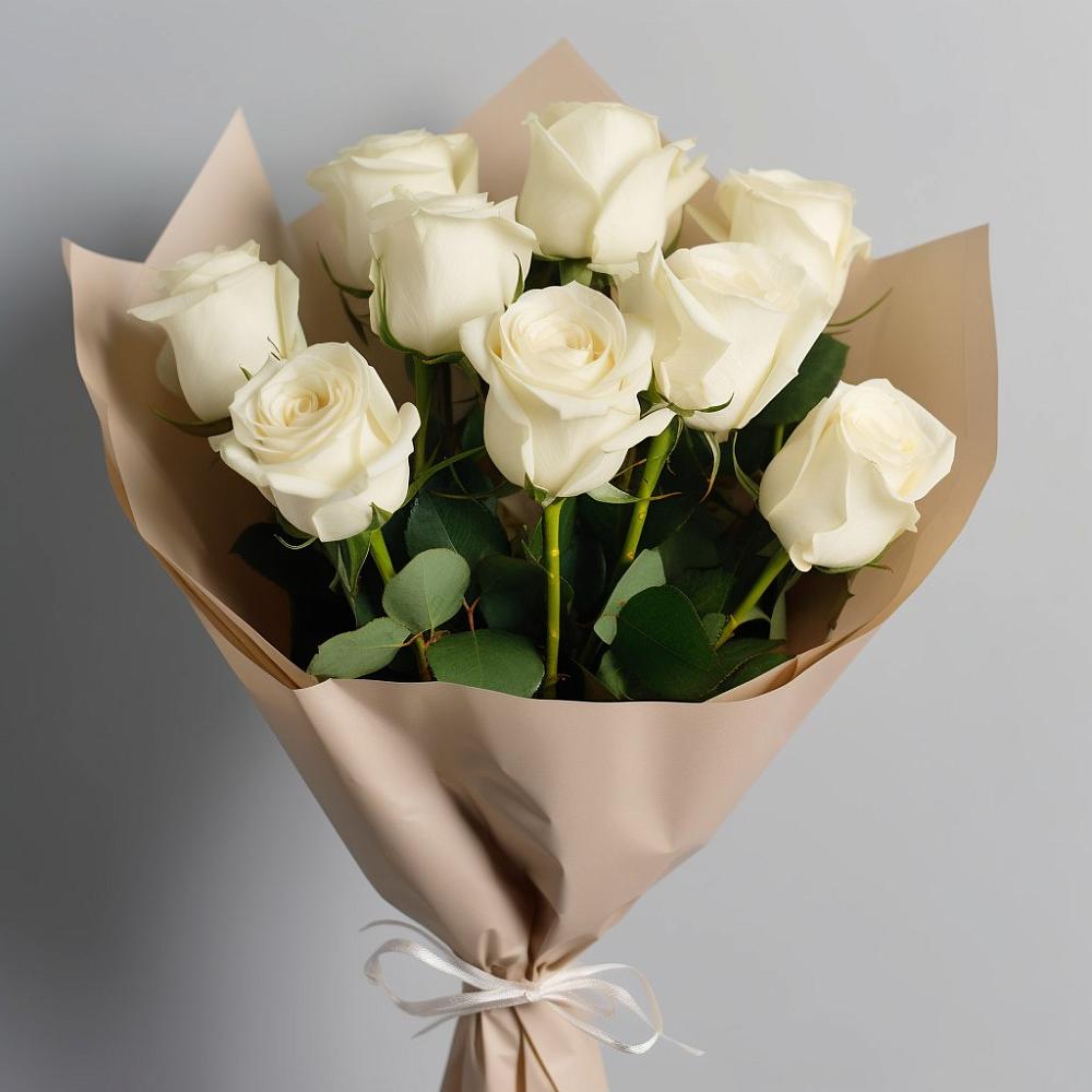 Букет 9 Белых роз Эдлесс Лав в Карымском