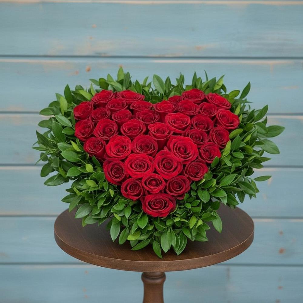 Цветочная композиция из Розы в виде сердца в Карымском