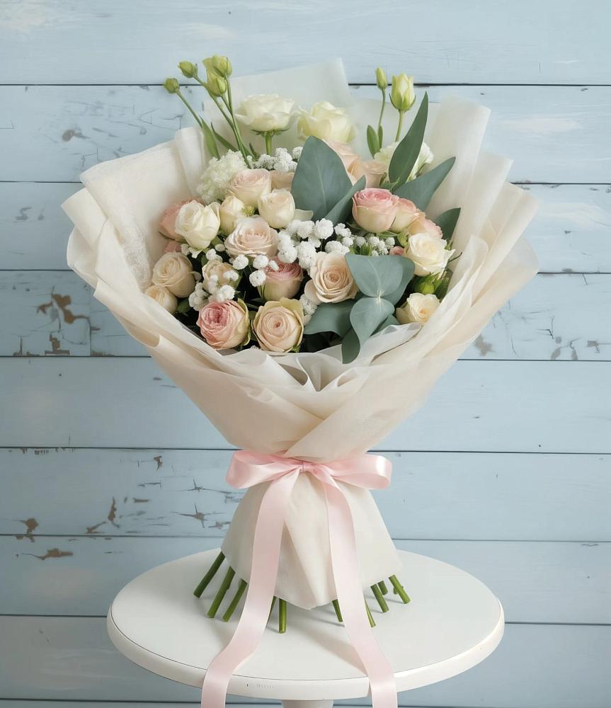 Букет цветов из: Розы и Лизиантусы в Карымском