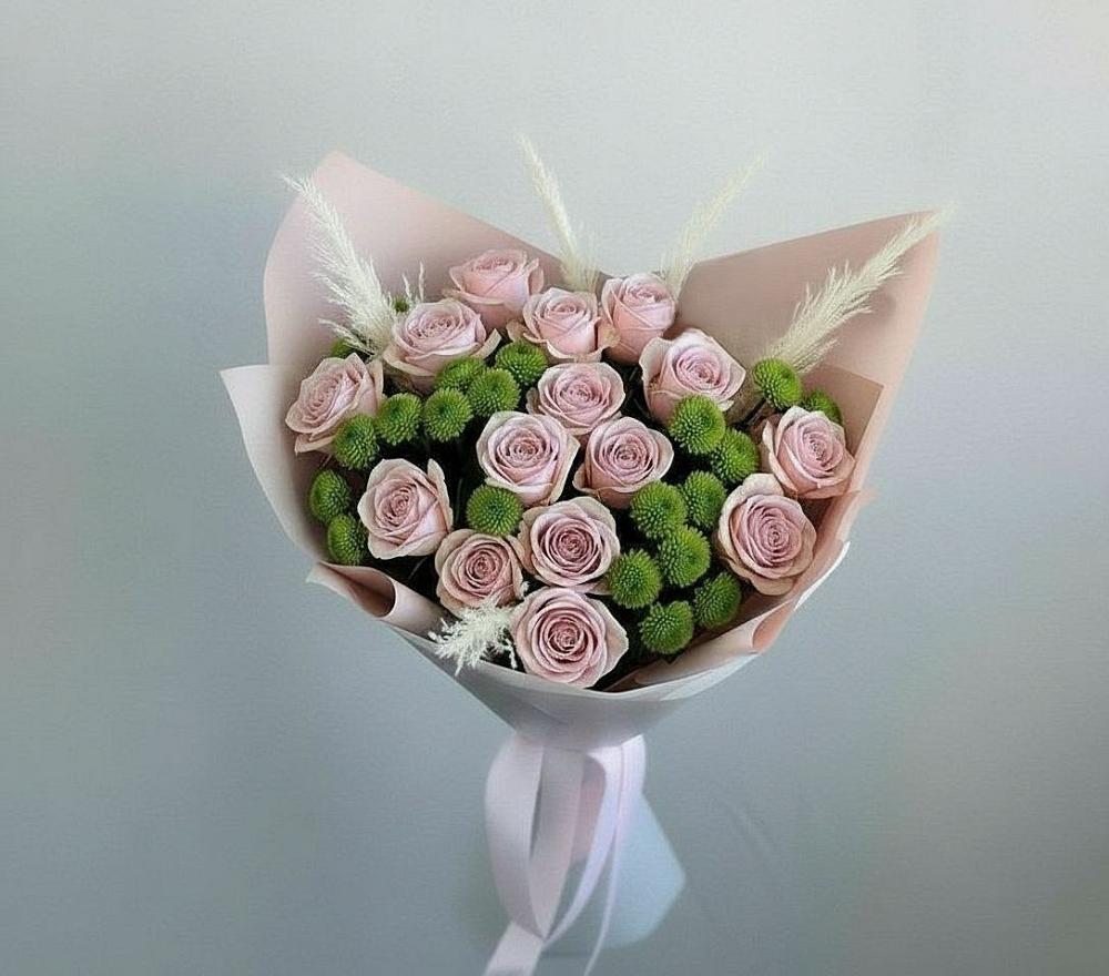 Букет цветов из: Розы и Хризантемы в Карымском