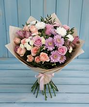 Букет цветов из:  Хризантемы, Розы и Альстромерии #REPLACE_PRED# Карымском